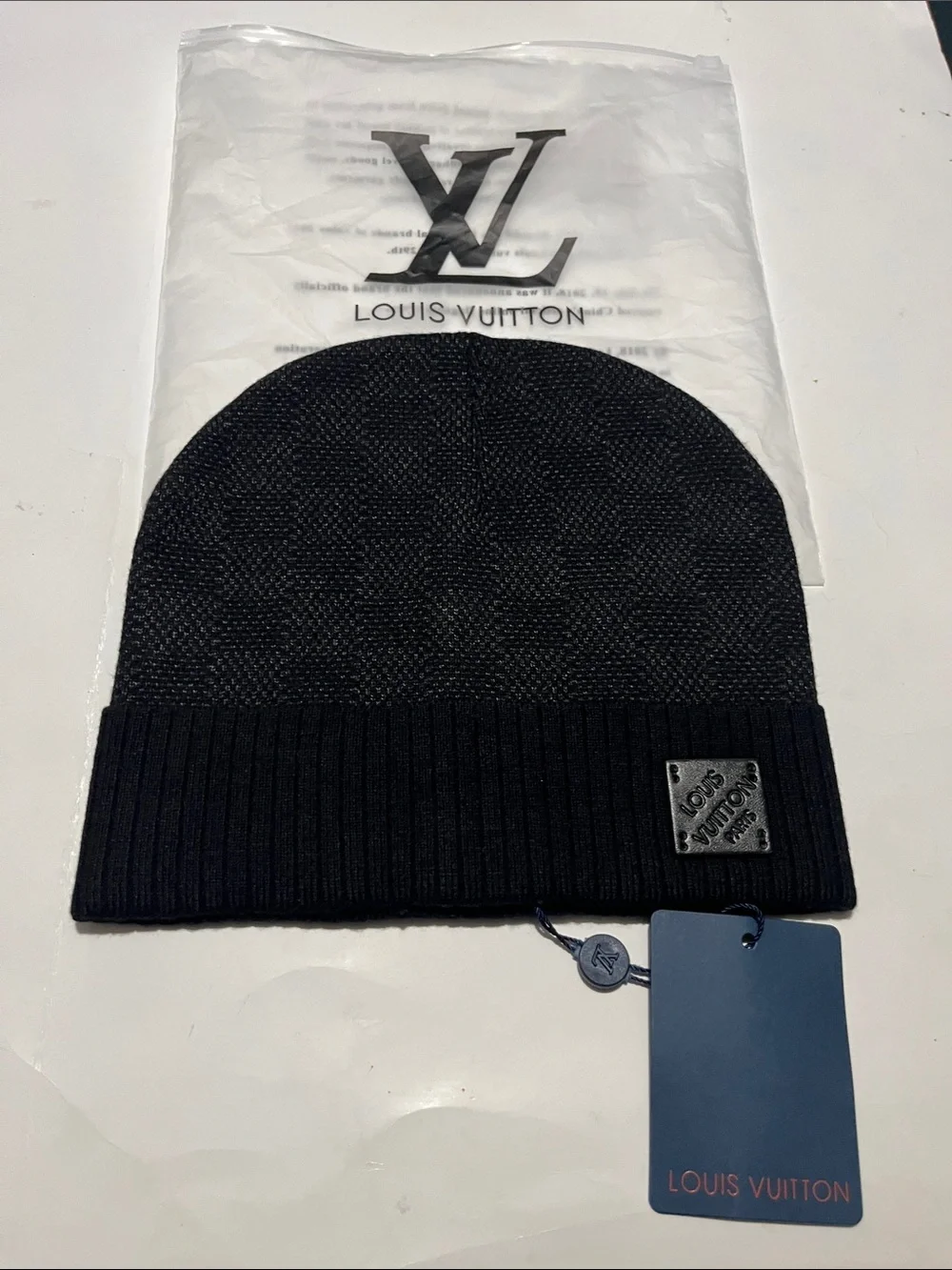 NWT Louis Vuitton Men's Black Knit Beanie Hat